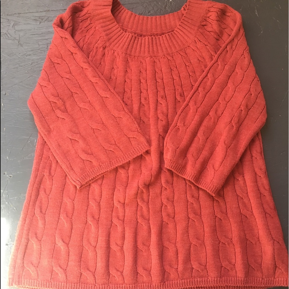 Oversized cable knit sweater.